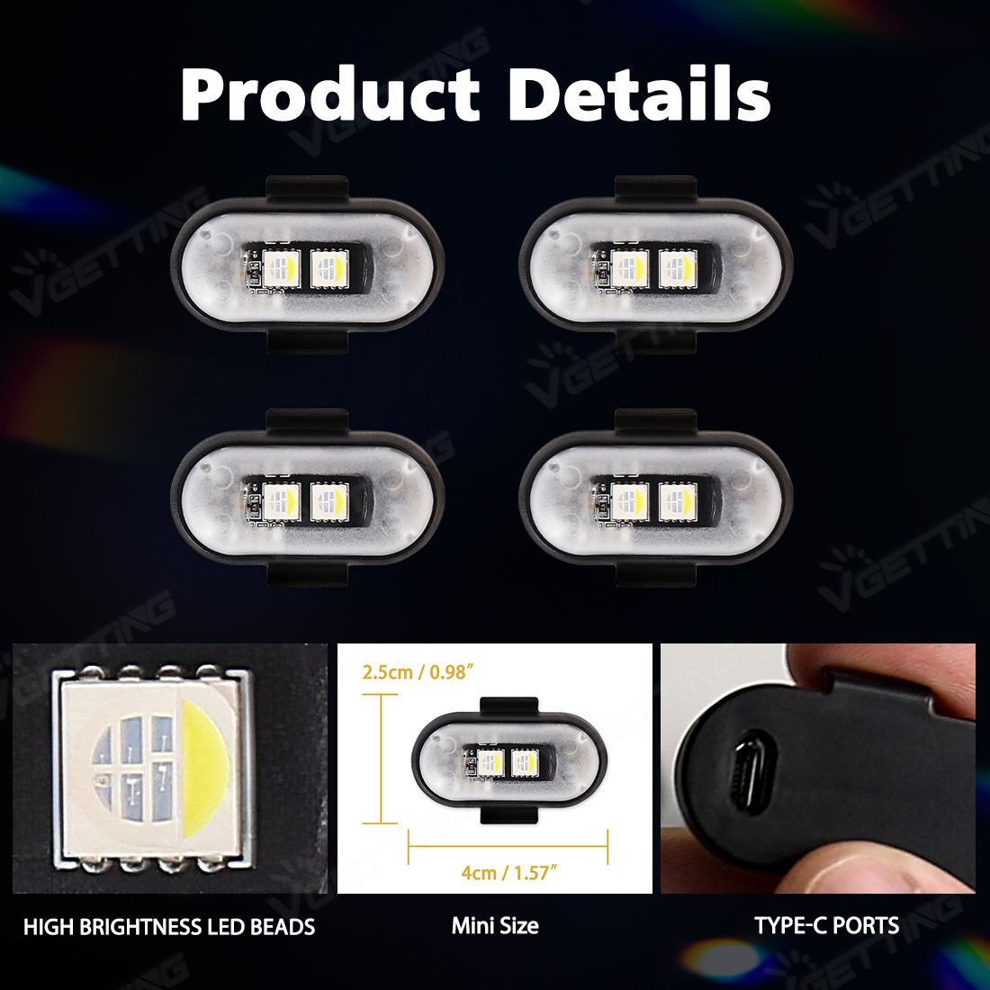 4개 미니 드론 스트로브 라이트 8색 USB 충전 LE - Drone Strobe Light 리뷰 및 가격